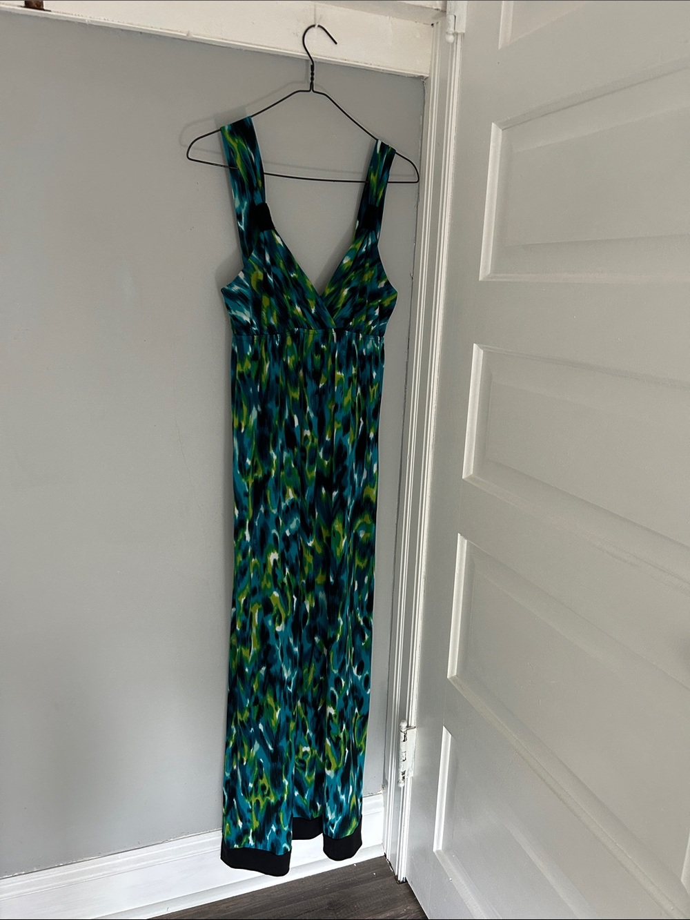 AB Studio Teal Blue and Green Printed Maxi Dress